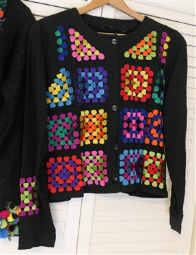 Berek Black and Pink Leopard Cardigan - New with Tags - Size Large, Design Options by Phillip & Jane Gordon Fun Cardigan Sweater - Size Small, and Black Cotton Cardigan with Embroidered Hearts - No...