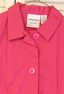 Michael Simon Pink Pants and Top Set with Embroidered Oranges - Size Small - Short Sleeve Top and Draw String Waist Pants