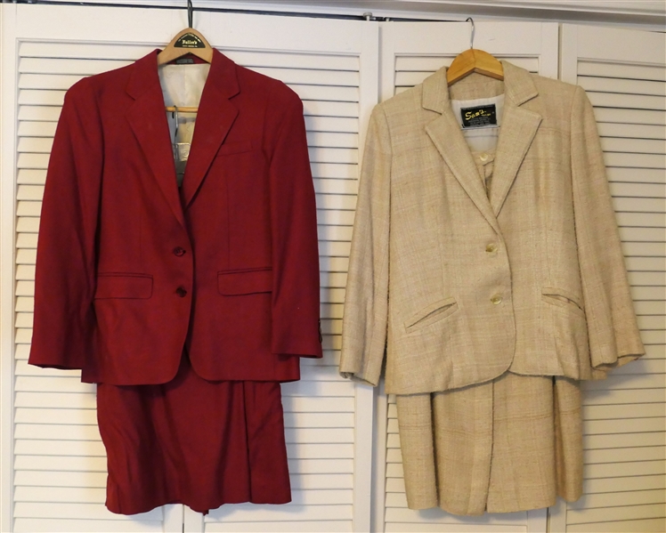 Vintage Christian Brooks Silk Skirt Suit - No Size Tags and Sams Tailor - Handmade in Hong Kong - Cream Tweed Skirt Suit - No Size Tag - Both Small 