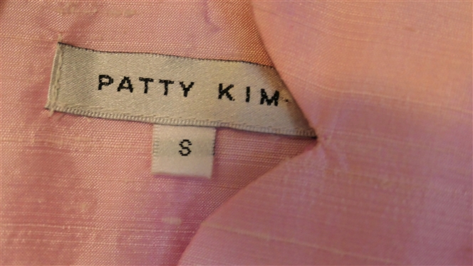 Patti Kim Pink Dupioni Silk Jacket with Scalloped Edges - Size Small, Black Rena Rowan Shell, and Faith Floral Vest with Sequin Accents - Size Small 