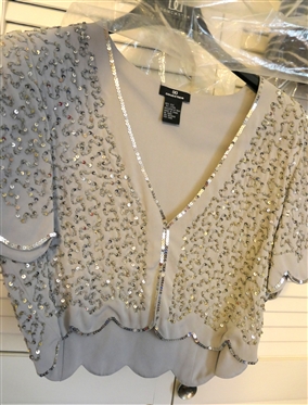 Doncaster Collection Silk Sequin Shrug and LAL Live A Little Faux Fur Shrug 
