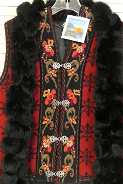 Icelandic Design Wool Sweater Vest - New with Original Tag, EveNord Nordic Cardigan Sweater, and Fur Scarf