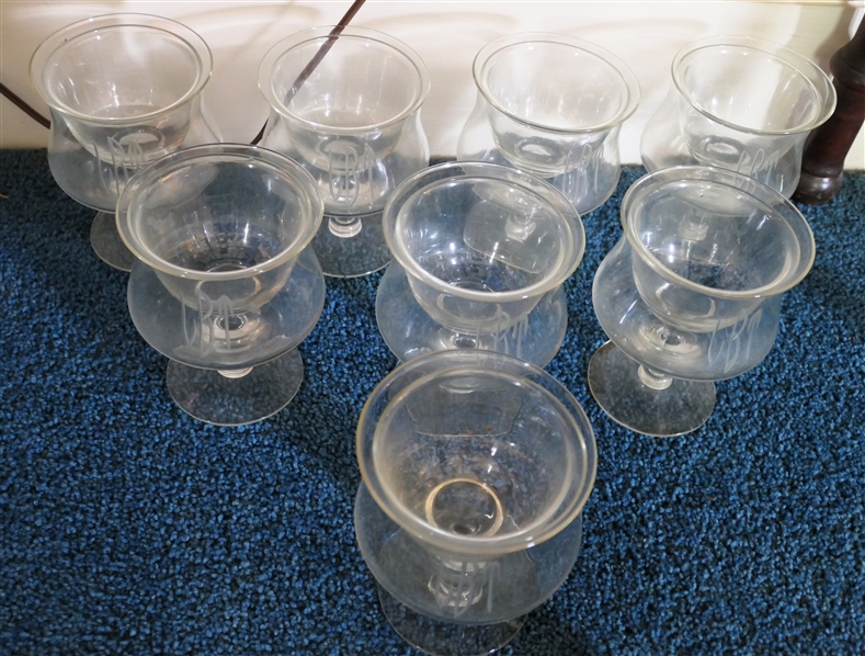 8 Shrimp Cocktail Glasses with Glass Insert - All Monogrammed 