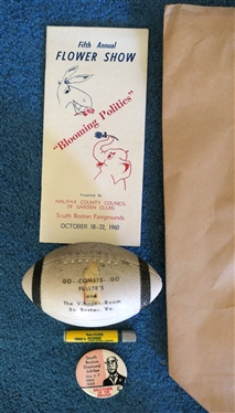South Boston Virginia Lot- Little Giant Grocery Bag, Blooming Politics Flower Show Program - October 1960, Go ..Comets. Go Fuller''s and The Village Room Foot Ball, Ernie''s Restaurant...