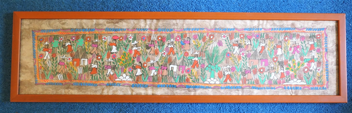 Mexican Folk Art Painting - Framed - Frame Measures 9 1/4 By 34 1/4 