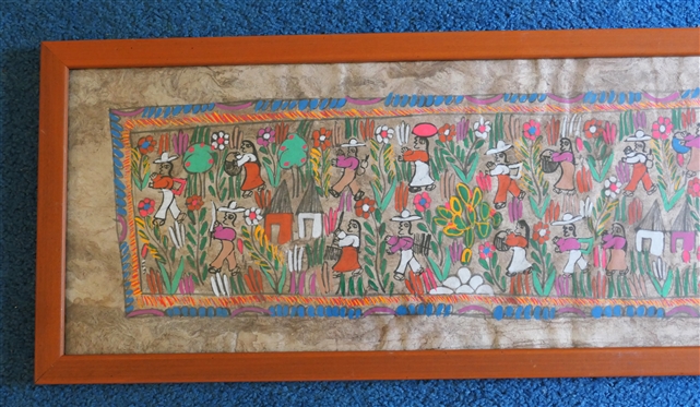 Mexican Folk Art Painting - Framed - Frame Measures 9 1/4 By 34 1/4 