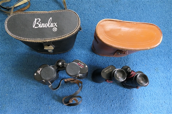 Binolux 8x40 Binoculars in Case and Wuest H-19 Binoculars in Leather Case 