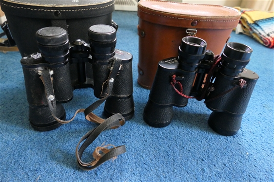 Binolux 8x40 Binoculars in Case and Wuest H-19 Binoculars in Leather Case 
