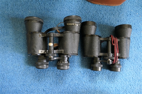 Binolux 8x40 Binoculars in Case and Wuest H-19 Binoculars in Leather Case 