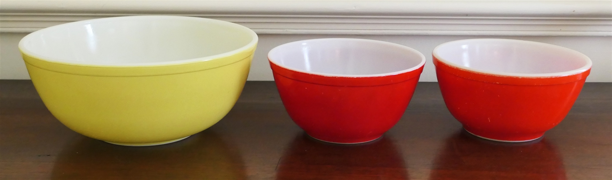 3 Pyrex Primary Color Bowls - Yellow 10" and 2 Red 7" 