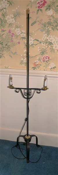 Iron Double Light Lamp Candlestand Floor Lamp -  Adjustable Height 