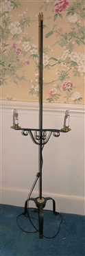Iron Double Light Lamp Candlestand Floor Lamp -  Adjustable Height 