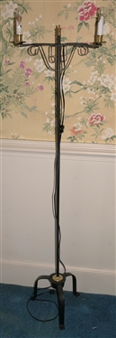 Iron Double Light Lamp Candlestand Floor Lamp -  Adjustable Height 