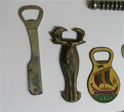Collection of Advertising Bottle Openers and Bar Spoons - Richmond Hotels, Ace Hardware, The Shoreman Hotel and Motor Inn - Washington, D.C. Enamel Opener, Canada Moose, Hotel Satler, Hammer''s...