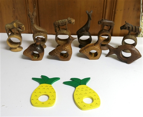 Hand Carved Wooden Napkin Rings - Fish, Zebras, Birds, Deer, Antelope - Hand Carved in Kenya and Philippines 