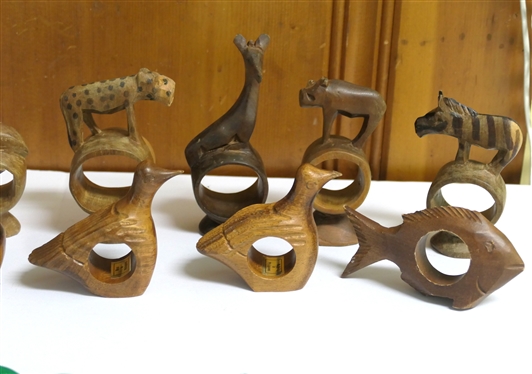Hand Carved Wooden Napkin Rings - Fish, Zebras, Birds, Deer, Antelope - Hand Carved in Kenya and Philippines 
