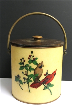 Handmade Original by The Bacova Guild - Ice Bucket with Cardinals - Made in Bacova, VA - Wood Lid - Bucket Measures 9 Tall 9 Across