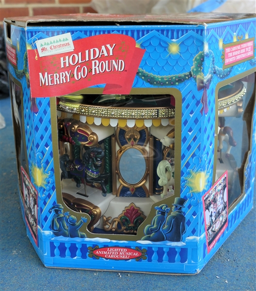 Mr. Christmas "Holiday Merry Go Round" Musical Carousel Christmas Decoration - In Original Box - Measures Approx. 11" Tall 