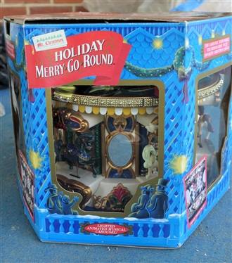 Mr. Christmas Holiday Merry Go Round Musical Carousel Christmas Decoration - In Original Box - Measures Approx. 11 Tall 
