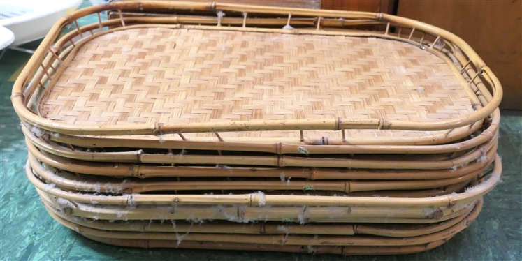 9 - Bamboo Rattan Trays  - Woven Bottoms - Each Tray is 19 By 13 