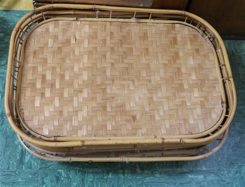 9 - Bamboo Rattan Trays  - Woven Bottoms - Each Tray is 19 By 13 