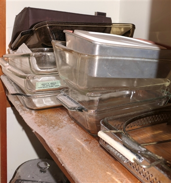 Lot of Casserole Dishes, Baking Pans, and Storage Containers - Tupperware Pyrex, Metal, etc. 