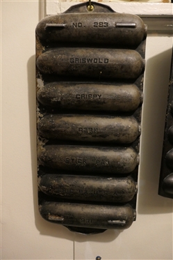3 Cast Iron Corn Stick Pans - Griswold No. 283 Crispy Corn Stick Pan, L57, and Wagner Ware Krusty Korn Kobs