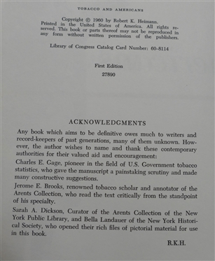 Tobacco & Americans The Tabacco Custom in America from Early Colonial Times to the Present by Robert K. Heimann - 1960 Hardcover First Edition Book with Original Dust Jacke t