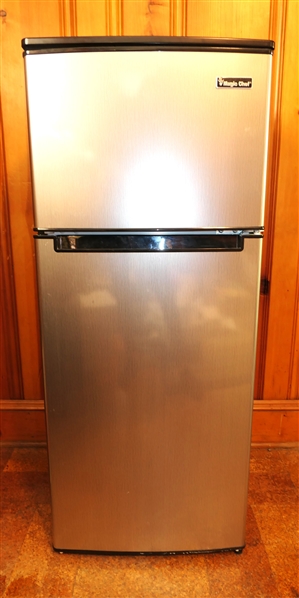 Magic Chef - Small Fridge / Freezer Combination - Stainless Steel Finish - Measures 45" Tall 19" by 19"