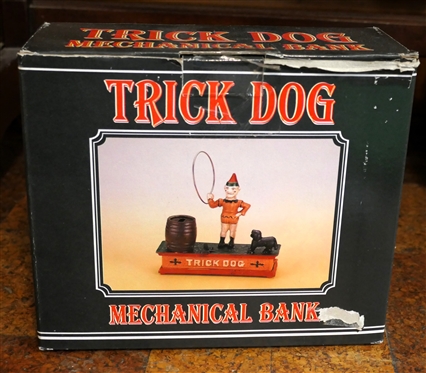 Trick Dog Cast Iron Mechanical Bank - New in Original Box 