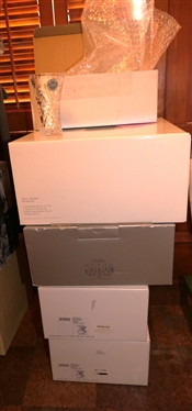 Mikasa Centerpiece Bowl, Gorham Lady Anne 9 Salad Bowl, 2 Mikasa Damoclese Oval Bowls, Lenox Crystal Bud Vase, and   Lenox Rose Blossom Vase - All New in Original Boxes / Packaging 