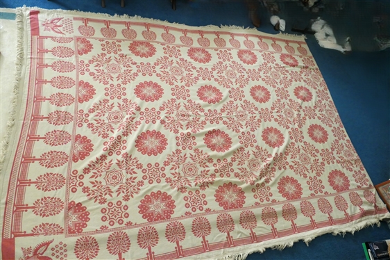 Williamsburg Coverlet by Fieldcrest - An Approved Folk Art Adaptation From The Abby Aldrich Rockefeller Folk Art Center of The Colonial Williamsburg Foundation Red and White in Color - Spread...