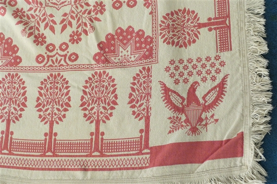 Williamsburg Coverlet by Fieldcrest - An Approved Folk Art Adaptation From The Abby Aldrich Rockefeller Folk Art Center of The Colonial Williamsburg Foundation Red and White in Color - Spread...