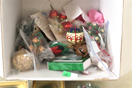 Lot of Christmas Ornaments and Decorations - Bird Cage, Bird''s Nest, Russ Crackel Balls, Etc. 