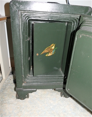 Antique YALE Combination Safe - With Combination - Eagle on Front and Inside Door - Interior is Divided with Drawers and Smaller Door - Safe Measures 28 1/2 18 By 20