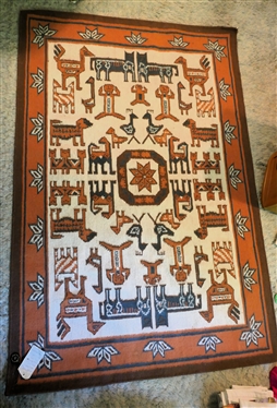 Dhurrue Hand Woven Wool Rug - Made in India - Measures 4'' by 6'' 
