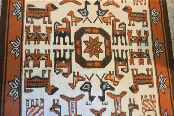 Dhurrue Hand Woven Wool Rug - Made in India - Measures 4'' by 6'' 