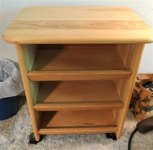 Oak 3 Tier Rolling Cart - Measures 24" Tall 19" by 15" 