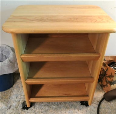 Oak 3 Tier Rolling Cart - Measures 24 Tall 19 by 15 