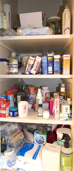 Medicine Cabinet Lot including Band-Aids, Bio freeze, First Aid Supplies, Etc. 