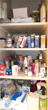 Medicine Cabinet Lot including Band-Aids, Bio freeze, First Aid Supplies, Etc. 