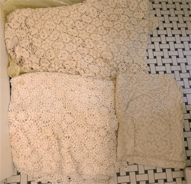 Antique Handmade Crochet Spreads - Flowers and Pinwheels 