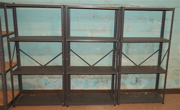 3 Metal Storage Shelves - Each Set Measures 59 Tall 30 By 12 