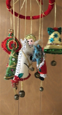 Vintage Christmas Lot including Crochet Tree Skirt, 1950''s Sequin Mobile, Lines, Towels, Etc. 