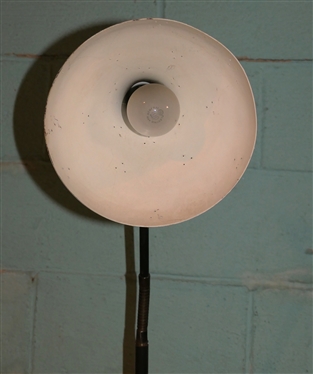 Mid Century Floor Lamp with Copper/Brass Shade - Flexible Neck - Weighted Base - White Enamel Inside Shade