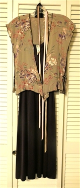 Lillie Rubin Dress with Taupe Floral Topper and Ribbons - Size 4