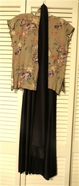 Lillie Rubin Dress with Taupe Floral Topper and Ribbons - Size 4