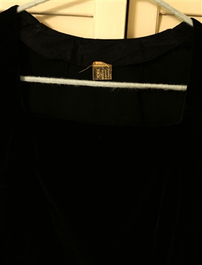 New York Creation (Pre 1953) Dress and Skirt Set - Black Velvet Cap Sleeve Blouse, Black Velvet Halter Top, and Dupioni Silk Striped Silk Skirt with Black Velvet Trim - Small Stain on Skirt - All 3...
