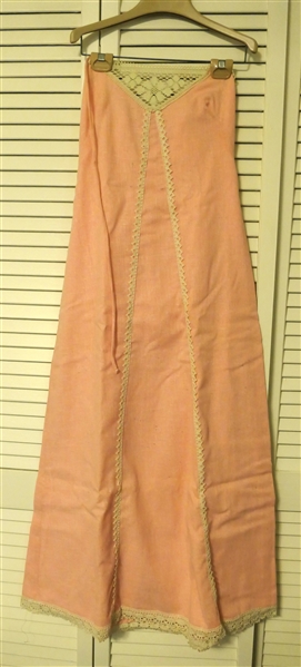 New Old Stock Trivia by Charm of Hollywood  Halter Dress  - Pink with Cream Trim - Size Large 7/8 in Original Gift Box - Never worn 