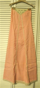 New Old Stock Trivia by Charm of Hollywood  Halter Dress  - Pink with Cream Trim - Size Large 7/8 in Original Gift Box - Never worn 
